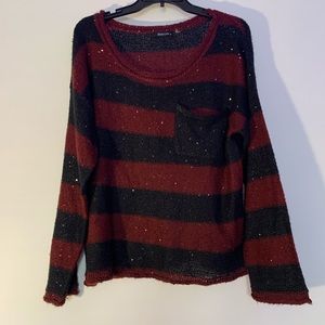 Black and burgundy sequin sweater